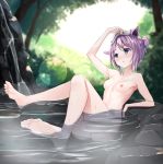  akinakes animal_ears bathing breasts feet naked nekomimi nipples onsen wet 