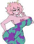  areola areola_slip ashido_mina big_breasts black_sclera breasts camel_toe curvaceous curvy_figure female gesture hair hi_res holding_butt huge_breasts humanoid my_hero_academia nipple_slip pink_body pink_hair simple_background smile solo thecon v_sign voluptuous white_background wide_hips 