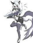  angry angryartskimo anthro bottomwear breasts butt canid canid_demon canine canis clothing curvy_figure demon exposed_breasts female fur goth grey_hair hair hellhound helluva_boss hi_res hourglass_figure long_hair looking_at_viewer loona_(helluva_boss) loona_(vivzmind) lying lying_on_ground mammal mammalian_demon nipple_slip nipples on_side outraged red_eyes red_sclera solo topwear torn_bottomwear torn_clothing white_body white_eyes white_fur wolf 