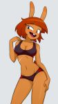  anthro bangs bra breasts captain_emily cleavage clothed clothing crotch_lines female flowerimh hair hi_res lagomorph leporid mammal midriff panties rabbit red_hair scar solo underwear 