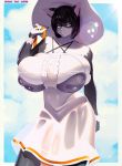  absurd_res anthro big_breasts black_hair breasts clothing erection felid feline genitals gynomorph hair hi_res huge_breasts intersex mammal nipple_outline penis quickdraw solo translucent translucent_clothing 