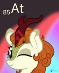  2020 4:5 absurd_res asian_mythology astatine autumn_blaze_(mlp) black_horn chinese_mythology east_asian_mythology english_text female feral fire friendship_is_magic happy headshot_portrait hi_res horn kirin looking_at_viewer mane my_little_pony mythology one_eye_closed orange_mane parclytaxel portrait signature simple_background smile solo tan_body text wink 