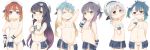  6+girls absurdres bikini black_hair blonde_hair blue_hair blue_skirt blush bob_cut braid breasts brown_eyes closed_eyes etorofu_(kantai_collection) eyebrows_visible_through_hair fukae_(kantai_collection) glasses gloves gradient_hair green_eyes hair_between_eyes hair_ornament hat highres hirato_(kantai_collection) kantai_collection long_hair matsuwa_(kantai_collection) micro_bikini multicolored_hair multiple_girls navel open_mouth orange_hair pleated_skirt purple_eyes purple_hair red_hair rimless_eyewear sado_(kantai_collection) sailor_hat short_hair side_braid side_ponytail sidelocks skirt small_breasts smile soba_(sobaya1938) swimsuit thick_eyebrows tsushima_(kantai_collection) twin_braids white_bikini white_gloves white_headwear 