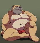  00murice 2020 anthro asian_clothing belly brown_body brown_fur bulge canid canine canis clothing domestic_dog east_asian_clothing fundoshi fur humanoid_hands japanese_clothing kemono male mammal moobs navel nipples overweight overweight_male simple_background sitting solo underwear 