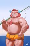  2020 anthro belly bulge chaihuliang chernobog clothing hi_res humanoid_hands male moobs nipples solo swimwear tokyo_afterschool_summoners video_games 柴虎良 