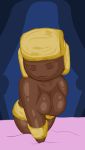  2020 breasts brown_body cel_shading clothed clothing digital_drawing_(artwork) digital_media_(artwork) featureless_arms featureless_breasts featureless_hands female food goo_creature hand_on_crotch hat headgear headwear hi_res humanoid kneeling looking_at_viewer not_furry pancake partially_clothed psychpsy psychpsyo smile solo syrup syrup_(psychpsyo) tan_clothing tan_hat tan_headwear ushanka 