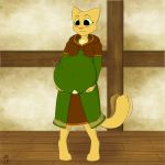  1:1 anthro belly bethesda_softworks big_belly blush clothing digitigrade felid female fur geckoguy123456789 himitsudragon holding_belly katia_managan khajiit looking_down mammal navel pink_nose pregnant prequel robe smile solo standing tailwag the_elder_scrolls unborn_kicking video_games webcomic yellow_body yellow_eyes yellow_fur 