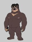  2020 anthro belly dinonugget_bird eyewear glasses humanoid_hands male mammal moobs nipples overweight overweight_male simple_background solo spectacled_bear tremarctine ursid 