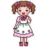  :d black_eyes brown_hair child flower happy misaki_(sozaiya) open_mouth original ribbon smile solo standing 