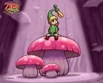  :o arm_support belt black_eyes blonde_hair boots hat link miniboy mushroom nintendo official_art plant pointy_ears shield sitting spotlight sword talking the_legend_of_zelda the_legend_of_zelda:_the_minish_cap toon_link wallpaper watermark weapon 