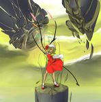  blonde_hair flandre_scarlet hat mary_janes muhamado ponytail red_eyes shoes short_hair side_ponytail solo thumbs_down touhou wings 
