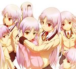  angel_beats! bad_id bad_pixiv_id baraki_kou clone multiple_girls pajamas red_eyes school_uniform tenshi_(angel_beats!) yellow_eyes 