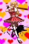  1girl asazero bad_girl baseball_bat blonde_hair blue_eyes blush body_blush breasts cleavage dress female full_body gloves gothic_lolita grasshopper_manufacture lolita_fashion long_hair no_more_heroes shoes skirt solo thigh-highs thighhighs tomoyohi tongue 