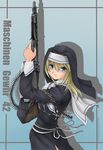  blonde_hair blue_eyes german gun habit machine_gun may_(darkcore) mg42 nun original solo weapon 