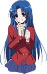  :d aotsuki_takao bad_id bad_pixiv_id blue_hair kawashima_ami long_hair lowres no_legs open_mouth purple_eyes school_uniform sketch smile solo toradora! 