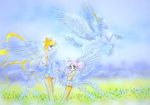  bishoujo_senshi_sailor_moon chibi_usa field helios_(sailor_moon) multiple_girls topless tsukino_usagi usako wings 
