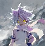  boy fubuki_atsuya fubuki_shirou glowing glowing_eyes hand_on_hip hips inazuma_eleven inazuma_eleven_(series) male male_focus scarf snow wind yellow_eyes 