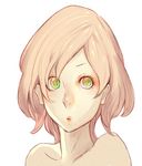  :o bad_id bad_pixiv_id bare_shoulders brown_hair face green_eyes hidezi lips original short_hair solo 