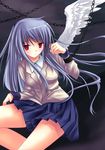  angel_beats! angel_wings bdsm blazer blue_hair bondage bound chain cuffs jacket pleated_skirt red_eyes school_uniform shackles shiraha sitting skirt solo tenshi_(angel_beats!) wings 