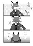  ... 2020 anthro blush bodily_fluids canid canine cheek_tuft clothed clothing comic dialogue dipstick_ears disney dogear218 edit english_text facial_tuft fox fur hard_translated inner_ear_fluff licking licking_lips licking_own_lips mammal monochrome multicolored_ears necktie nick_wilde police_uniform red_fox self_lick shirt smile solo speech_bubble sweat sweatdrop text tongue tongue_out topwear translated tuft uniform zootopia 