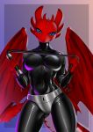  2020 anthro bdsm blue_eyes breasts chastity_belt chastity_device cheryl_(hunter12396) deerstail dragon female hi_res holding_object holding_whip solo whip wings 