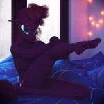  2020 3d_(artwork) anthro anthrofied areola bed blue_eyes breasts chopsticks_in_hair dashie116 digital_media_(artwork) equid equine feet female friendship_is_magic furniture genitals hasbro hi_res horn humanoid_feet humanoid_hands looking_at_viewer mammal muscular muscular_female my_little_pony my_little_pony:_the_movie_(2017) nipples pose pussy sitting solo tempest_shadow_(mlp) unicorn 