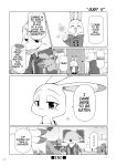  absurd_res anthro canid canine clothed clothing comic dialogue dipstick_ears disney duo edit english_text eyes_closed fox fully_clothed fur hard_translated hi_res judy_hopps lagomorph leporid mammal monochrome multicolored_ears nick_wilde open_mouth open_smile rabbit red_fox rikuo_(artist) smile speech_bubble text translated vertical_bar_eyes zootopia 