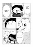  alternate_version_at_source anthro canid canine clothing comic dialogue disney duo edit english_text fox fur halloween_costume hard_translated hat headgear headwear hi_res judy_hopps lagomorph leporid mammal monochrome nick_wilde open_mouth open_smile rabbit red_fox rikuo_(artist) smile speech_bubble text translated vertical_bar_eyes witch_hat zootopia 