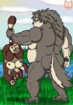  absurd_res animal_humanoid butt canid canid_humanoid canine canine_humanoid chubby_male duo furryartwork hi_res housamo humanoid male male/male mammal mammal_humanoid nude raccoon_dog red_panda_mirr shino_(housamo) size_difference tanuki tanuki_humanoid therian 