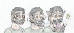  anthro bust_portrait canid canine canis clothing danwolf15 human humanoid_pointy_ears invalid_tag male mammal mask medical_instrument muzzle_(anatomy) portrait scientific_instrument shirt snout solo surgical_mask tongue tongue_out topwear transformation wolf 
