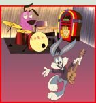  buster_bunny canid canine canis cartoon_network courage_the_cowardly_dog courage_the_cowardly_dog_(character) crossover domestic_dog exdxuxaxrxdxo-d7odjp7 hi_res lagomorph leporid male mammal musical_instrument rabbit tiny_toon_adventures toy_dog warner_brothers 