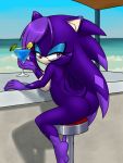  2020 anthro breasts butt eulipotyphlan eyelashes female furball gloves_(marking) hedgehog hi_res holding_drink holding_object humanoid_hands leg_markings looking_at_viewer mammal markings monotone_butt monotone_tail nude pink_eyes sitting socks_(marking) solo sonic_the_hedgehog_(series) 
