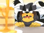  2020 anthro black_body black_fur black_nose blush bodily_fluids drooling food fur honey hyaku_(artist) kemono legendary_pok&eacute;mon nintendo pok&eacute;mon pok&eacute;mon_(species) saliva solo urshifu video_games 