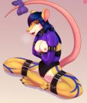  anthro bdsm black_hair bondage bound breasts exposed_breasts female green_eyes hair hi_res invalid_tag mammal moddish murid murine rat rat_tail ribbons rodent solo spread_legs spreading straitjacket tagme tail_ribbon 