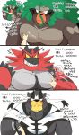  2020 anthro barazoku black_body black_fur black_nose blush comic fur group hi_res humanoid_hands hyaku_(artist) incineroar japanese_text kemono legendary_pok&eacute;mon male nintendo pok&eacute;mon pok&eacute;mon_(species) red_body red_fur rillaboom text translation_request urshifu video_games 