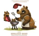  ambiguous_gender apron beef black_eyes brown_bear brown_body brown_fur clothing cryptid-creations english_text food fur grass grill grizzly_bear group mammal meat simple_background spatula steak text tools url ursid ursine white_background 