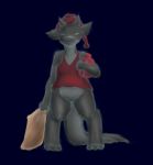  2020 anthro bottomless clothed clothing female heterochromia hi_res hot_water_bottle kobold night_cap partially_clothed pillow scalie shirt simple_background smile solo standing tarr tehfeesh topwear 