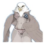  abs accipitrid accipitriform anthro avian beak bird breasts brown_body brown_feathers clothed clothing eagle feathered_wings feathers female foxmode hi_res midriff navel non-mammal_breasts solo wings 
