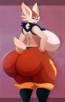  anthro asaneman big_breasts big_butt breast_expansion breasts butt butt_expansion cinderace edit expansion female growth hi_res huge_butt nintendo pok&eacute;mon pok&eacute;mon_(species) solo thick_thighs video_games weight_gain wide_hips 
