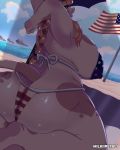  4th_of_july absurd_res anthro big_breasts big_butt bovid bovine breasts butt cattle clothing female hi_res huge_breasts lea_(nsfwfenistral) mammal nsfwfenistral overweight solo stars_and_stripes swimwear two_piece_suit united_states_of_america us_flag 