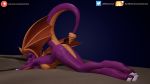  3d_(artwork) activision anthro anthrofied ass_up blue_background breasts claws crossgender digital_media_(artwork) dragon ewer female hi_res mtf_crossgender raised_tail rysonanthrodog scalie simple_background solo spyro spyro_the_dragon video_games waeverstan wings 