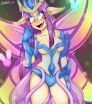  absurd_res blush breasts camel_toe clothed clothing empress_of_light eyelashes fairy female hair hi_res long_hair not_furry open_mouth pink_hair shado3 terraria wings yellow_eyes 