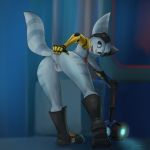  anthro antira anus blue_eyes boots butt clothing female footwear genitals hammer hi_res lombax looking_back mammal mechanical_arm pussy ratchet_and_clank rift_apart_lombax solo spread_butt spreading tools video_games 