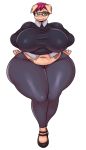  anthro big_breasts breasts chubby_female clothed clothing domestic_pig eyewear female glasses green_eyes huge_breasts humanoid mammal matospectoru navel slightly_chubby solo suid suina sus_(pig) thick_thighs wide_hips 