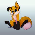  anthro blue_eyes canid canine canis deanfox domestic_dog foxenawolf gradient_background invalid_tag male mammal nude simple_background solo young 