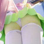  1:1 3d_(artwork) anthro clothing digital_media_(artwork) equid equine female fluttershy_(mlp) friendship_is_magic hair hasbro hi_res low-angle_view mammal my_little_pony panties pegasus pink_hair quicktimepony solo underwear upskirt wings yellow_body 