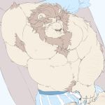  1:1 2020 anthro belly bulge clothing felid hi_res humanoid_hands kemono lion lying male mammal meimei_kia moobs nipples overweight overweight_anthro overweight_male pantherine solo underwear 