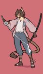  20520 anthro brown_hair clothed clothing digital_media_(artwork) domestic_cat felid feline felis hair holding_object holding_sword holding_weapon male mammal melee_weapon ni70 solo standing sword weapon 