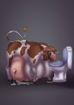  2020 4_breasts after_transformation big_breasts bodily_fluids bovid bovine breasts brown_hair busty_feral cattle ecchipandaa female feral fur hair hi_res hooves huge_breasts lactating mammal milk multi_breast simple_background solo teats toilet udders white_body white_fur 