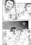  2boys abs anal arms_behind_back bara beard blush chest couple doujinshi english_text erection face-to-face facial_hair fate/grand_order fate/zero fate_(series) goatee gradient_hair greyscale highres iskandar_(fate) looking_at_another male_focus manly moaning monochrome multicolored_hair multiple_boys muscle napoleon_bonaparte_(fate/grand_order) nipples nude open_mouth pectorals scar sex simple_background speech_bubble testicles upper_body wall_slam yaoi 